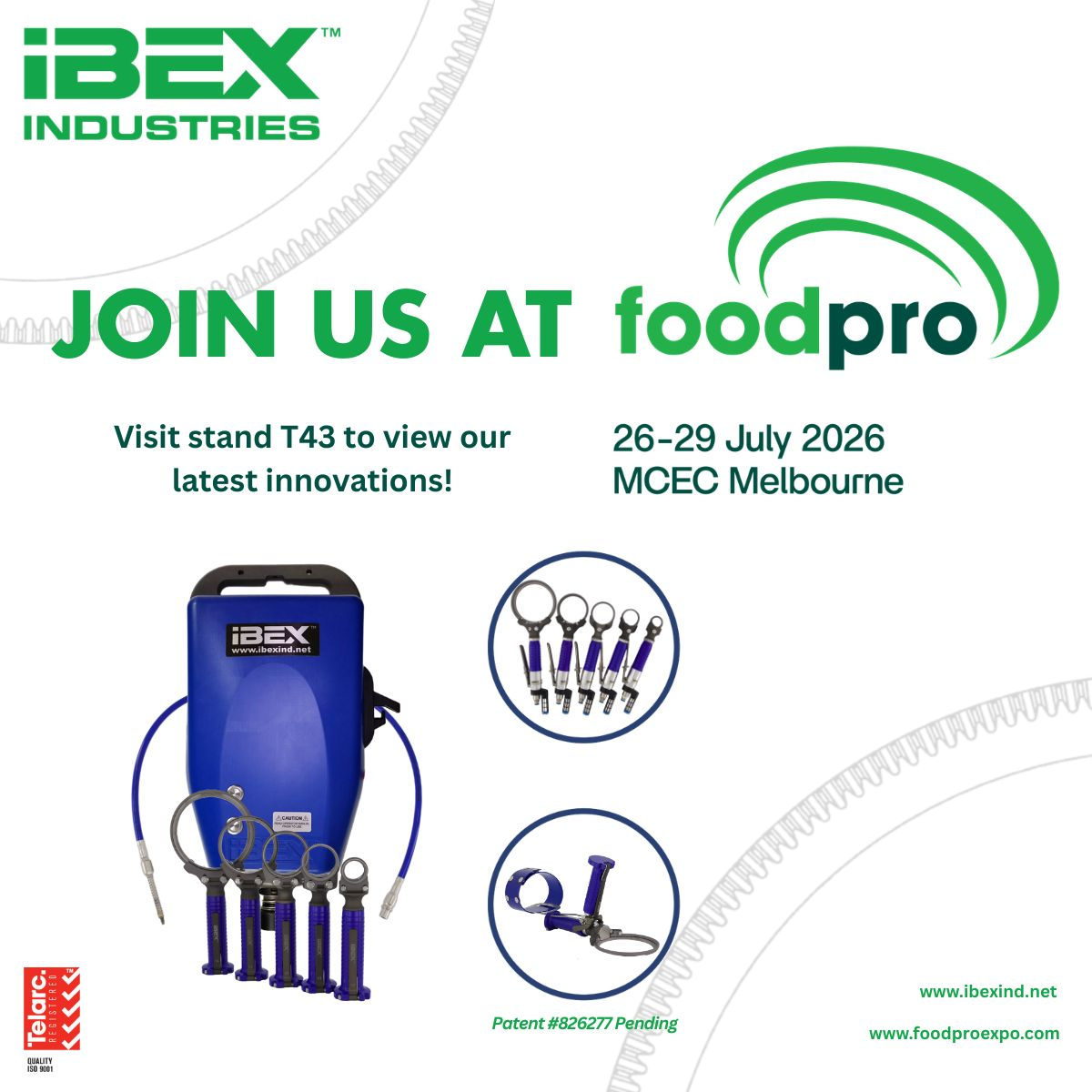 IBEX Industries will be exhibiting at Foodpro 2026! We invite you to visit us at stand T43, MCEC Melbourne, from 26–29 July, where we will be showcasing our latest advancements for the food manufacturing industry. We look forward to welcoming you to our stand!